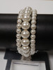 Three strand ivory pearl corsage bead bracelet