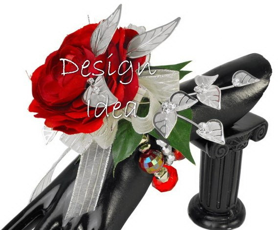 Gold and Crystal Filigree Leaves