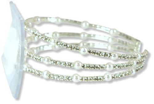 Three strand Crystal and White Pearl corsage bracelet  Three strand Crystal and White Pearl corsage bracelet