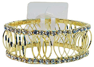 Floral Corsage Bracelet - Gold and Rhinestones - Royalty