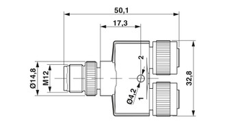 SAC-3P-M12Y/2XM12FS PE - Distribuidor en Y