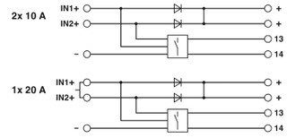 Módulo de redundancia TRIO-DIODE/12-24DC/2X10/1X20