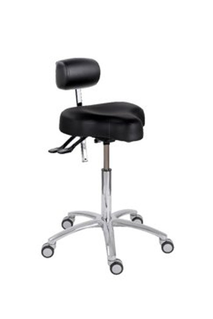 The ErgoSolex® (usa design patented) is our saddle style stool designed to be used in both sitting and standing positions. The saddle shaped seat allows for almost full leg extension. The small lumbar support allows for optimal freedom of movement, while activating stretching of the spine. With our patented design the ErgoSolex feels more like a traditional stool but with the ergonomic benefits of a saddle stool