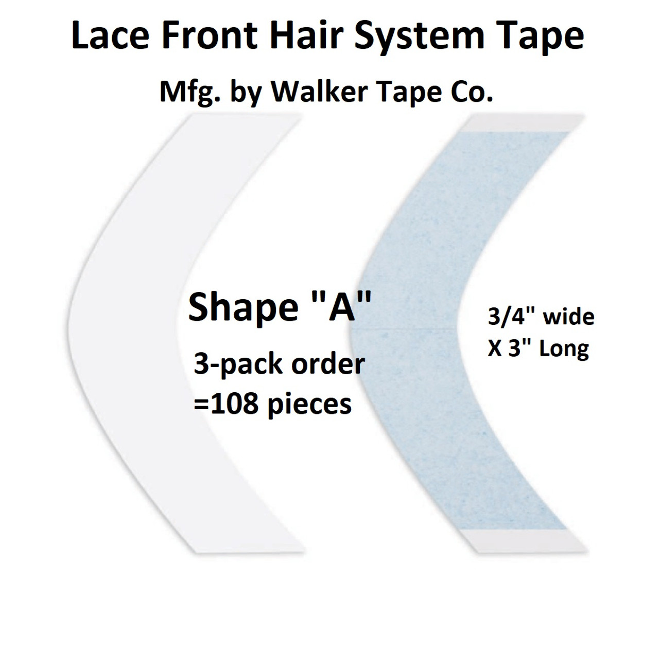 Walker Tape Brand. Design for use on all Lace Hair Systems with no shine effect.