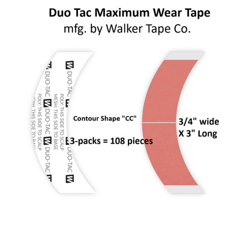 Duo-Tac maximum wear (2-3 weeks) tape is designed for universal use on all types of hair systems