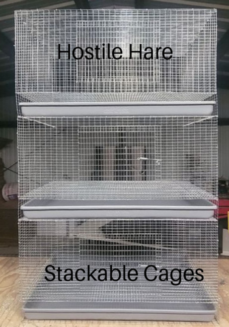 Stackable Triple Rabbit Cage with Waste Pan - 19 inch height Stackable Triple Rabbit Cage with Waste Pan - 19 inch height