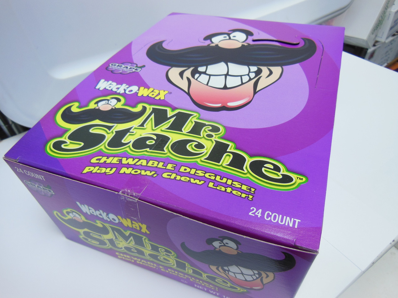 Wackowax Moustache Retro Grape Flavored Full Box of 24
