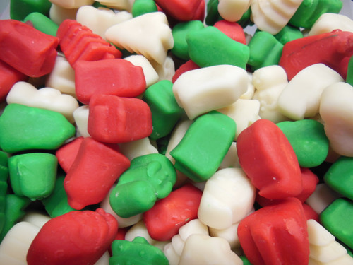Christmas Mello Cremes Zachary 1 LB (453g) Red, Green, White in Holiday Shapes