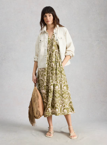 White Stuff Fern Linen Blend Midi Dress