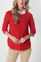 Goondiwindi 3/4 Sleeve Cotton Knit Jumper : Dark Navy, Azure Blue, Electric Pink , Poinsetta