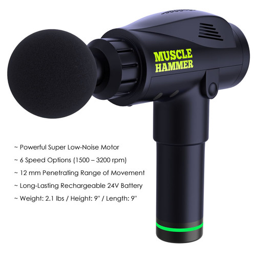 Muscle Hammer – Professional Grade Percussion Massager (Massager, Charger, 5 Tips & Case) - Normally $249.00