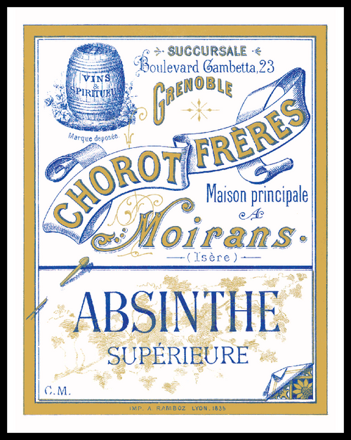 Petite Affiche, Etiquette Absinthe Chorot Frères