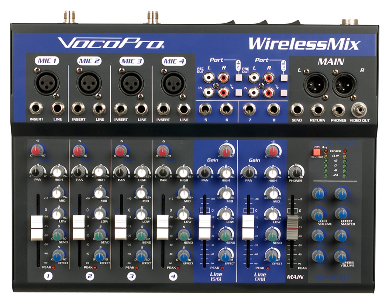 VocoPro WirelessMix-2 - Live Sound/Karaoke Mixer with 2 UHF Wireless Mics  and SD Audio Recorder