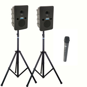 Anchor Audio Go Getter 2 Deluxe AIR Package with Wireless Companion Speaker, Wireless Handheld Transmitter, and Speaker Stands