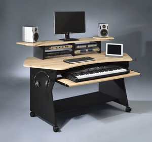 Musiea-IM100 Series Music Recording Studio Desk Workstation w/2 X 4U Rack, Natural Oak Musiea-IM100 Series Music Recording Studio Desk Workstation w/2 X 4U Rack, Natural Oak