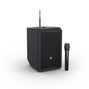 LD Systems ANNY® 8 HHD B4.7 (USA version) - batt-powered BT® PA with mixer and 1x wireless handheld mic, Stage Black