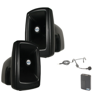 Anchor Audio MegaVox 2 Air X1-HBM - AnchorAIR and AnchorLINK, 1 wireless beltpack transmitter with headband microphone, and 2 speaker stands