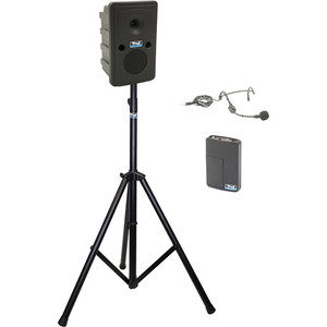 Anchor Audio GG2-System 1-HBM- AnchorLINK, and one wireless beltpack transmitter with headband microphone and one speaker stand