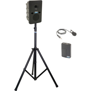 Anchor Audio GG2-System X1-LM-AnchorAIR and AnchorLINK, and one wireless belt pack transmitter with lapel microphone,  and one speaker stand