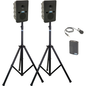 Anchor Audio GG2-COMP1-LM - Go Getter 2 Pair, AnchorLink, one wireless belt pack transmitter with lapel microphone, two speaker stands, and one SPEAKON companion speaker cable