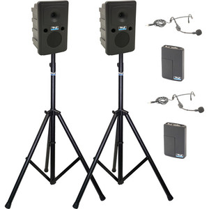 Anchor Audio GG2-COMP2-HBM - Go Getter 2 Pair, AnchorLink, two wireless belt pack transmitters with headband microphones, two speaker stands, and one SPEAKON companion speaker cable