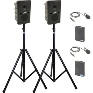 Anchor Audio GG2-COMP2-LM - Go Getter 2 Pair, AnchorLink, two wireless belt pack transmitters with lapel microphones, two speaker stands, and one SPEAKON companion speaker cable