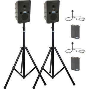 Anchor Audio GG2-COMP2-CM - Go Getter 2 Pair, AnchorLink, two wireless belt pack transmitters with collar microphones, two speaker stands, and one SPEAKON companion speaker cable