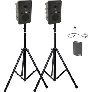 Anchor Audio GG2-AIR X1-LM - Go Getter 2 Pair, AnchorAIR and AnchorLINK, and one wireless belt pack transmitter with collar microphone, and two speaker stands
