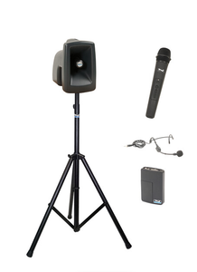 Anchor Audio MegaVox 2 System 2 HBM - AnchorLINK, 1 wireless handheld microphone , 1 wireless belt pack transmitter with headband microphone, 1 speaker stand