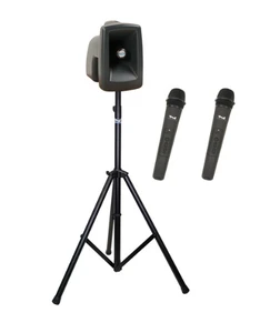 Anchor Audio MegaVox 2 System X2 - WH- AnchorAIR and AnchorLINK, 2 wireless handheld microphones, and 1 speaker stand