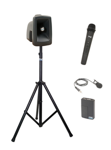 Anchor Audio MegaVox 2 System X2 - HLM- AnchorAIR and AnchorLINK, 1 wireless handheld microphone, and 1 wireless belt pack transmitter with lapel microphone,  and 1 speaker stand