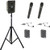 Anchor Audio GG2-System 4-HHHBM- AnchorLINK, and two wireless handheld microphones, two wireless belt pack transmitters with headband microphones, and one speaker stand