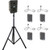 Anchor Audio GG2-System X4-CM-AnchorAIR and AnchorLINK, four wireless belt pack transmitters with collar microphones, and one speaker stand