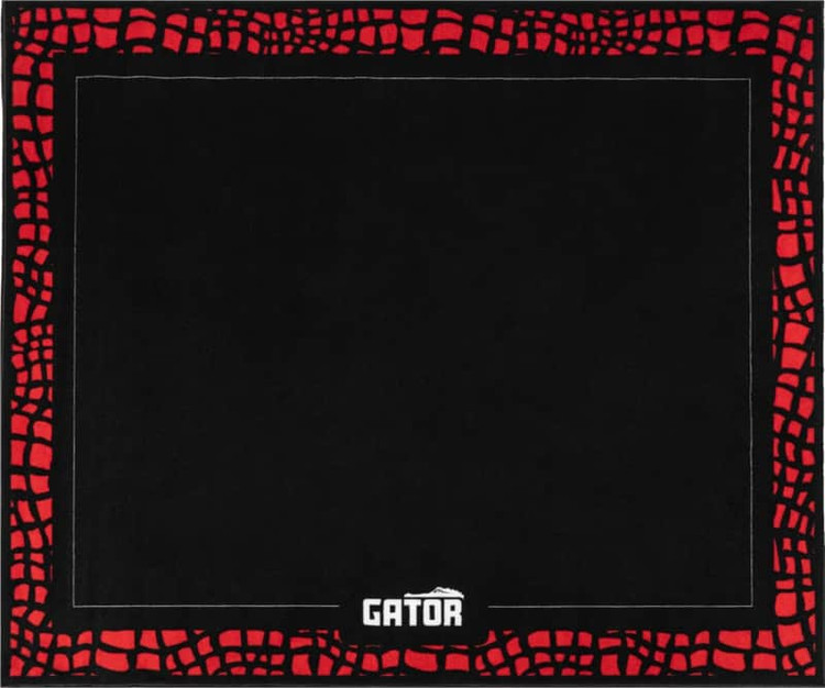 Gator GP-DRUMRUG-BK - Black Drum Rug with Red Gator Skin Trim and Logo - 6.5' X 5.5'