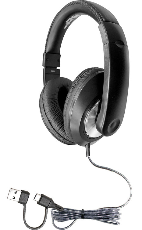 Hamilton Buhl Smart-Trek™ Deluxe Stereo Stereo Headphone with USB-C Plug, USB-A Dongle and Black, Silver Accents