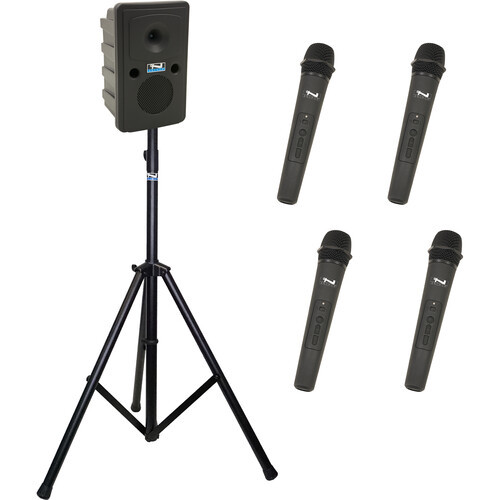 Anchor Audio GG2-System 4-HHHH- AnchorLINK, and four wireless handheld microphones and one speaker stand