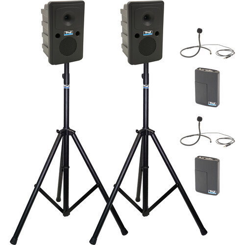 Anchor Audio GG2-COMP2-CM - Go Getter 2 Pair, AnchorLink, two wireless belt pack transmitters with collar microphones, two speaker stands, and one SPEAKON companion speaker cable