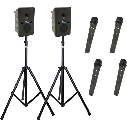 Anchor Audio GG2-AIR X4-H - Go Getter 2 Pair, AnchorAIR and AnchorLINK, and four wireless handheld microphones and two speaker stands