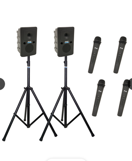 Anchor Audio GG2-AirFlex XR4-4HH - Go Getter 2 Pair, AnchorAIR and AnchorLINK, and four wireless handheld microphones and two speaker stands