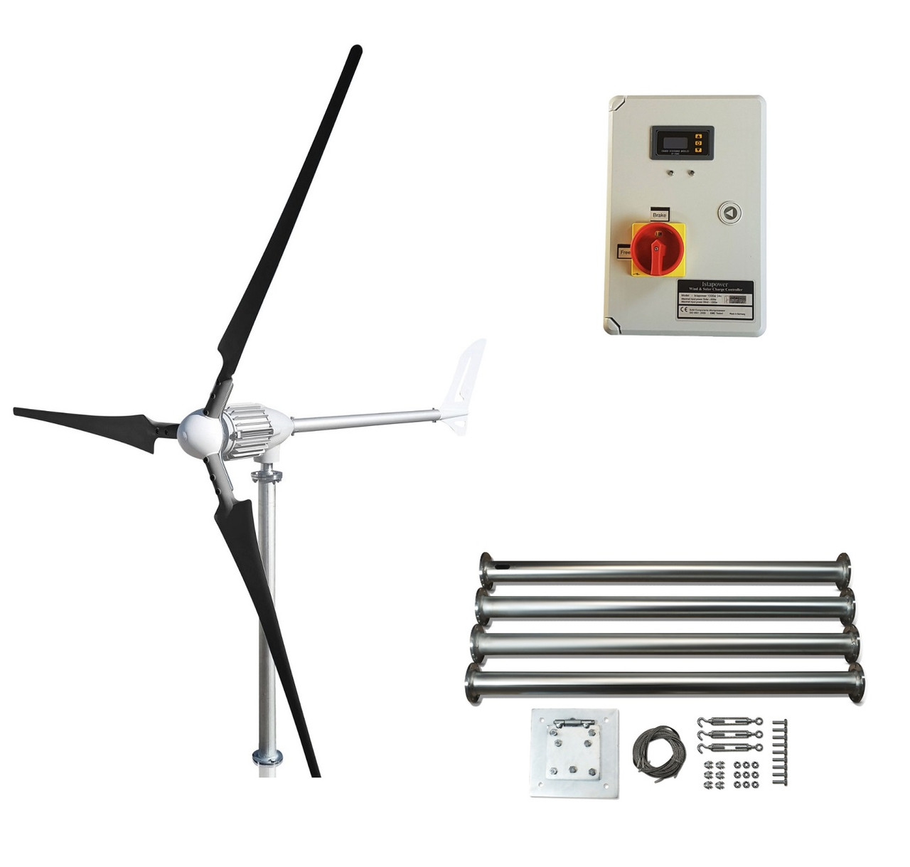 Kit i-1000W 48V Wind Turbine & Hybrid Charge Controller & Tower