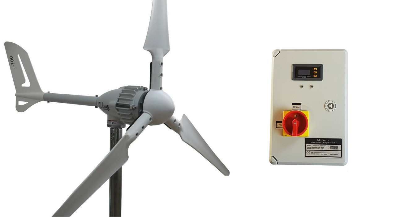 Kit i-700W 12V Wind Turbine & Hybrid Charge Controller & Tower