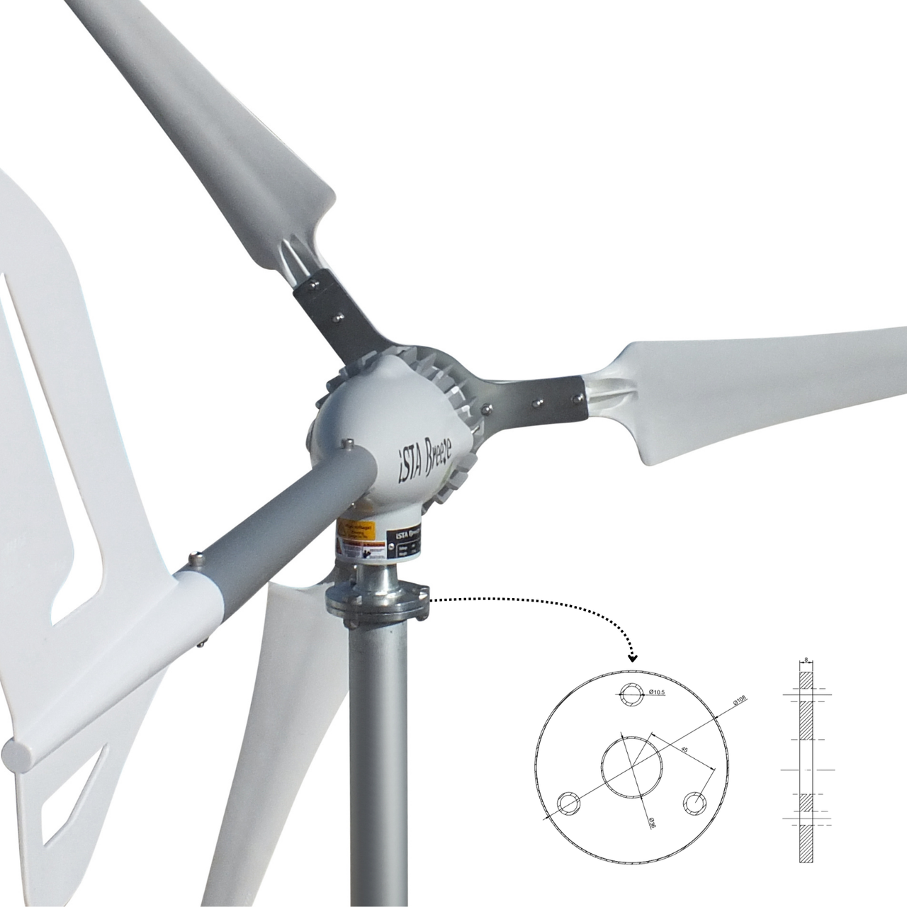 Kit i-700W 12V Wind Turbine & Hybrid Charge Controller & Tower