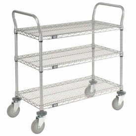 Nexel Utility Cart w/3 Shelves & Poly Casters, 1200 lb. Capacity, 36"L x 24"W x 39"H
