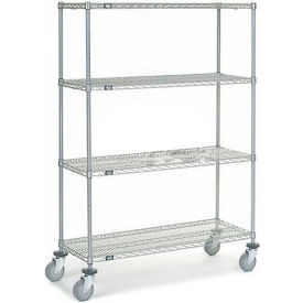 Nexel 4 Shelf Truck, Chrome, 48"W x 18"D x 69"H, Polyurethane Swivel Casters