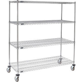 Nexel 4 Shelf Truck, Chrome, 60"W x 24"D x 69"H, Polyurethane Swivel Casters
