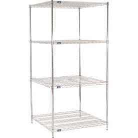 Nexel 4 Shelf, Chrome Wire Shelving Unit, Starter, 36"W x 36"D x 74"H
