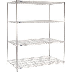 Nexel 4 Shelf, Chrome Wire Shelving Unit, Starter, 72"W x 36"D x 74"H
