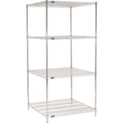 Nexel 4 Shelf, Chrome Wire Shelving Unit, Starter, 36"W x 36"D x 86"H