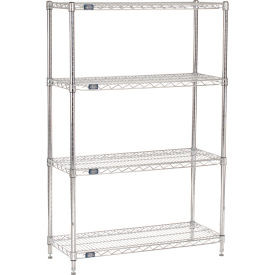 Nexel 4 Shelf, Chrome Wire Shelving Unit, Starter, 42"W x 14"D x 54"H
