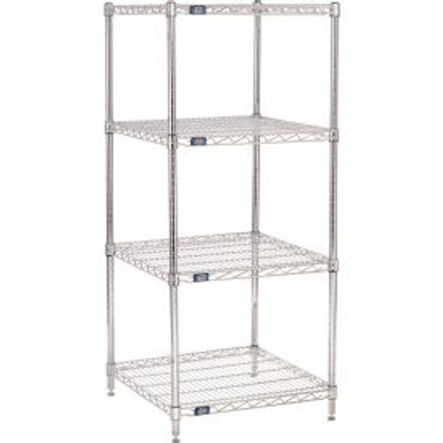Nexel 4 Shelf, Chrome Wire Shelving Unit, Starter, 24"W x 24"D x 54"H